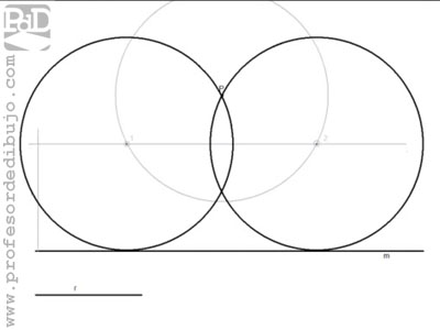 Circunferencias tangentes a una recta, conocido el radio y un punto de la circunferencia.