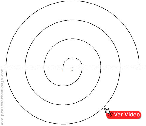 dibujo de una espiral de 2 centros (Volutas)