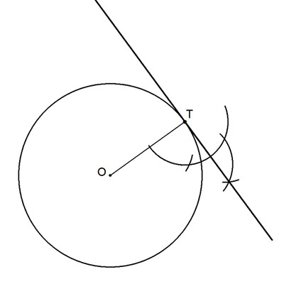 Recta tangente a una circunferencia conocido el punto T de tangencia